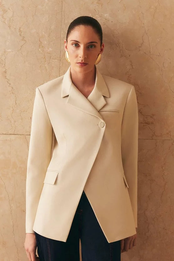 Soft Structured Asymmetric Tailored Single Breasted Blazer