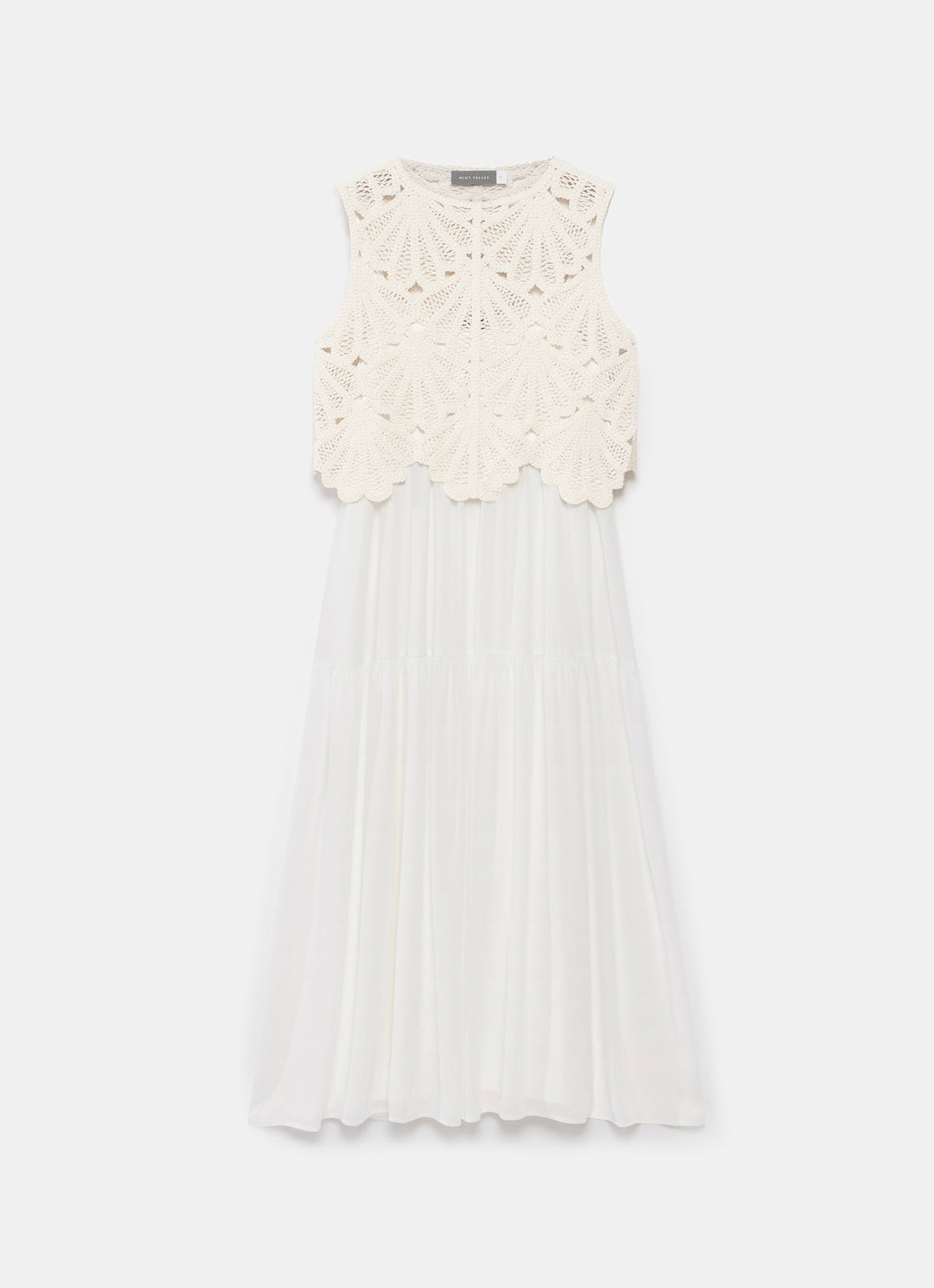 Neutral Crochet Midi Dress