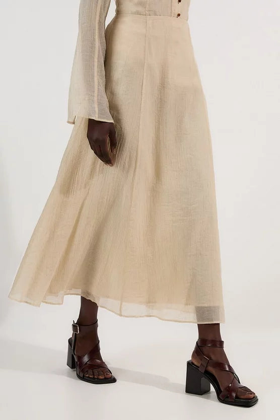 Crinkle Georgette Woven Maxi Skirt