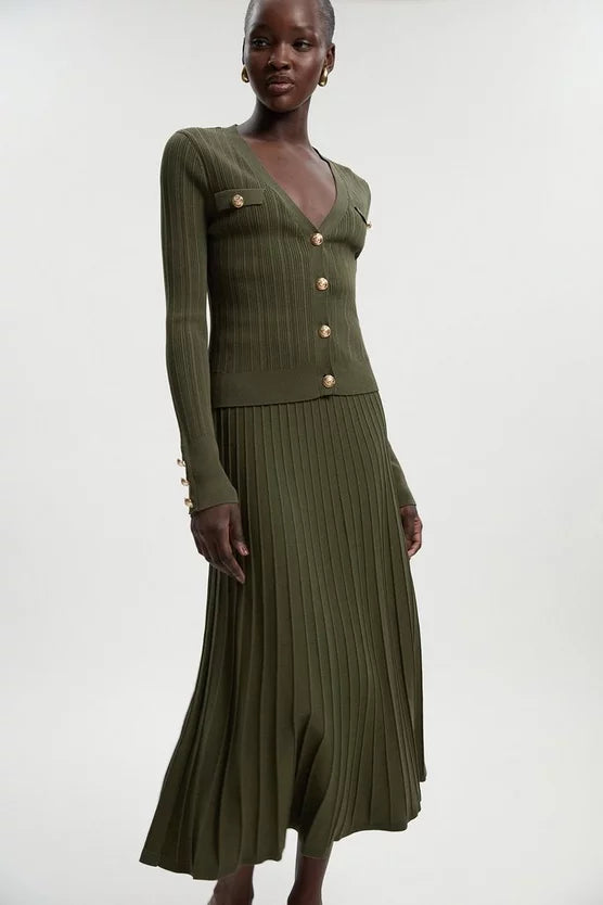 High Waisted Textured Knit Full Maxi Skirt