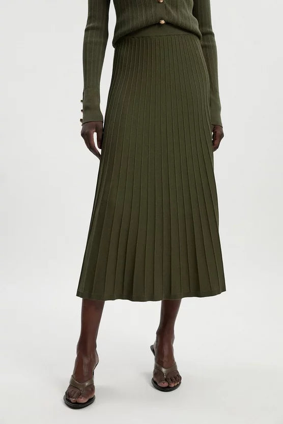 High Waisted Textured Knit Full Maxi Skirt
