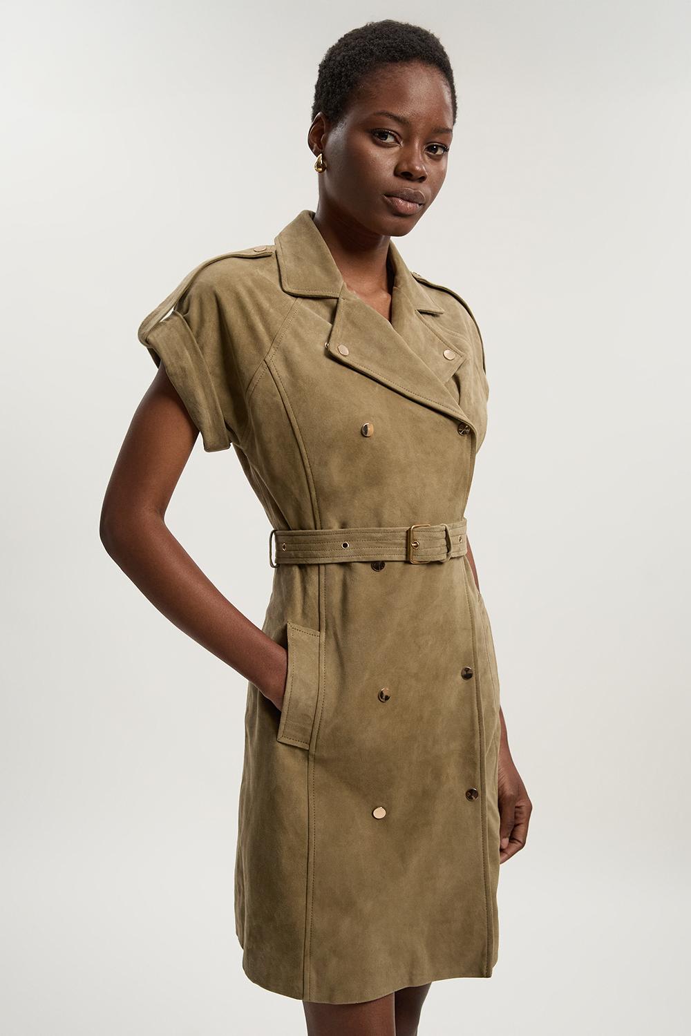 Suede Utility Mini Dress