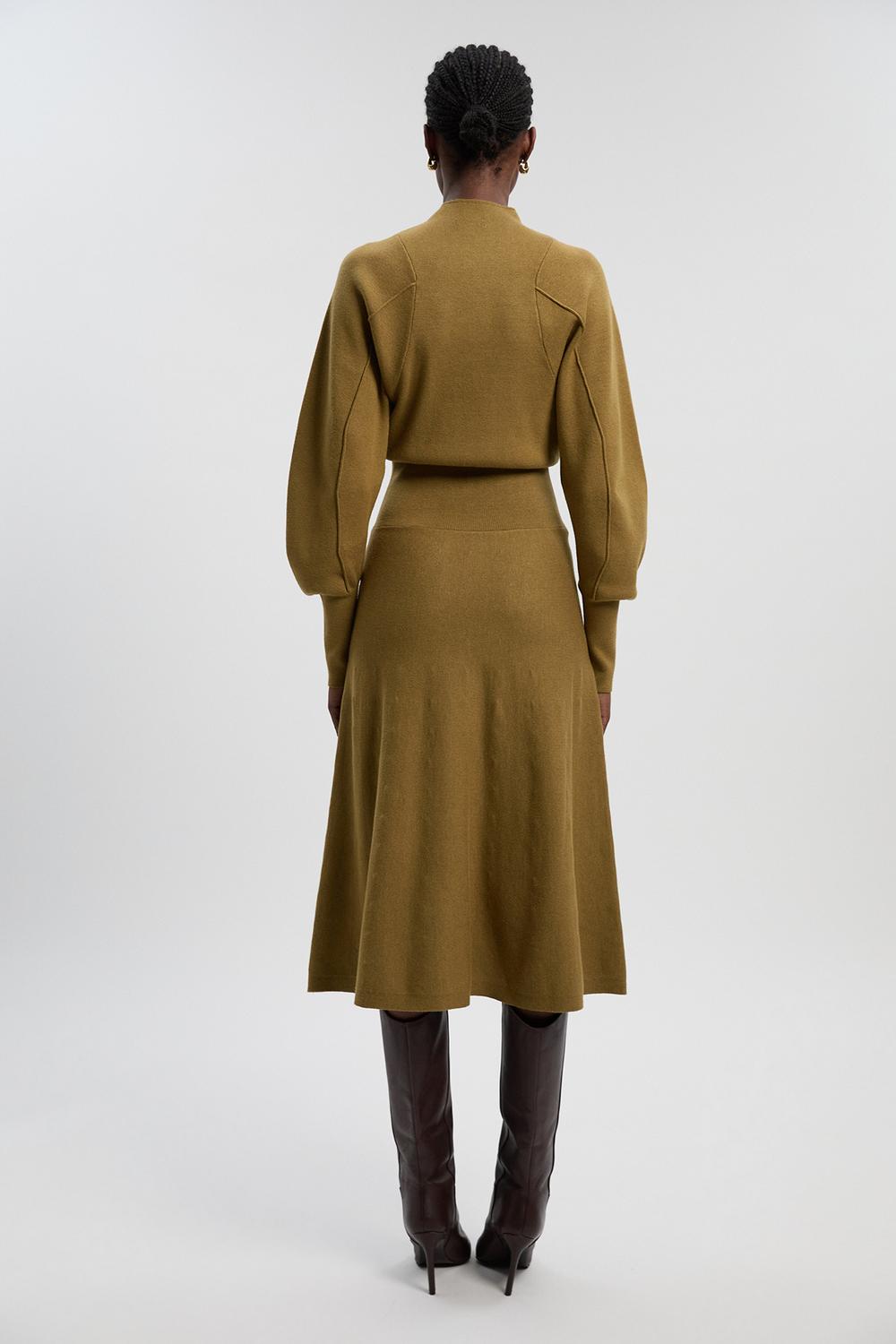 Wool Look Rounded Sleeve Knit Midaxi Dress