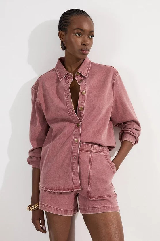 Coloured Denim Button Jacket