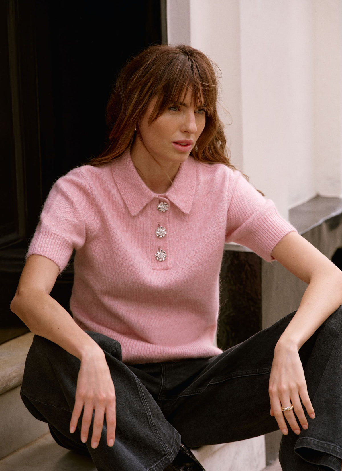 Pink Short Sleeve Knit Top