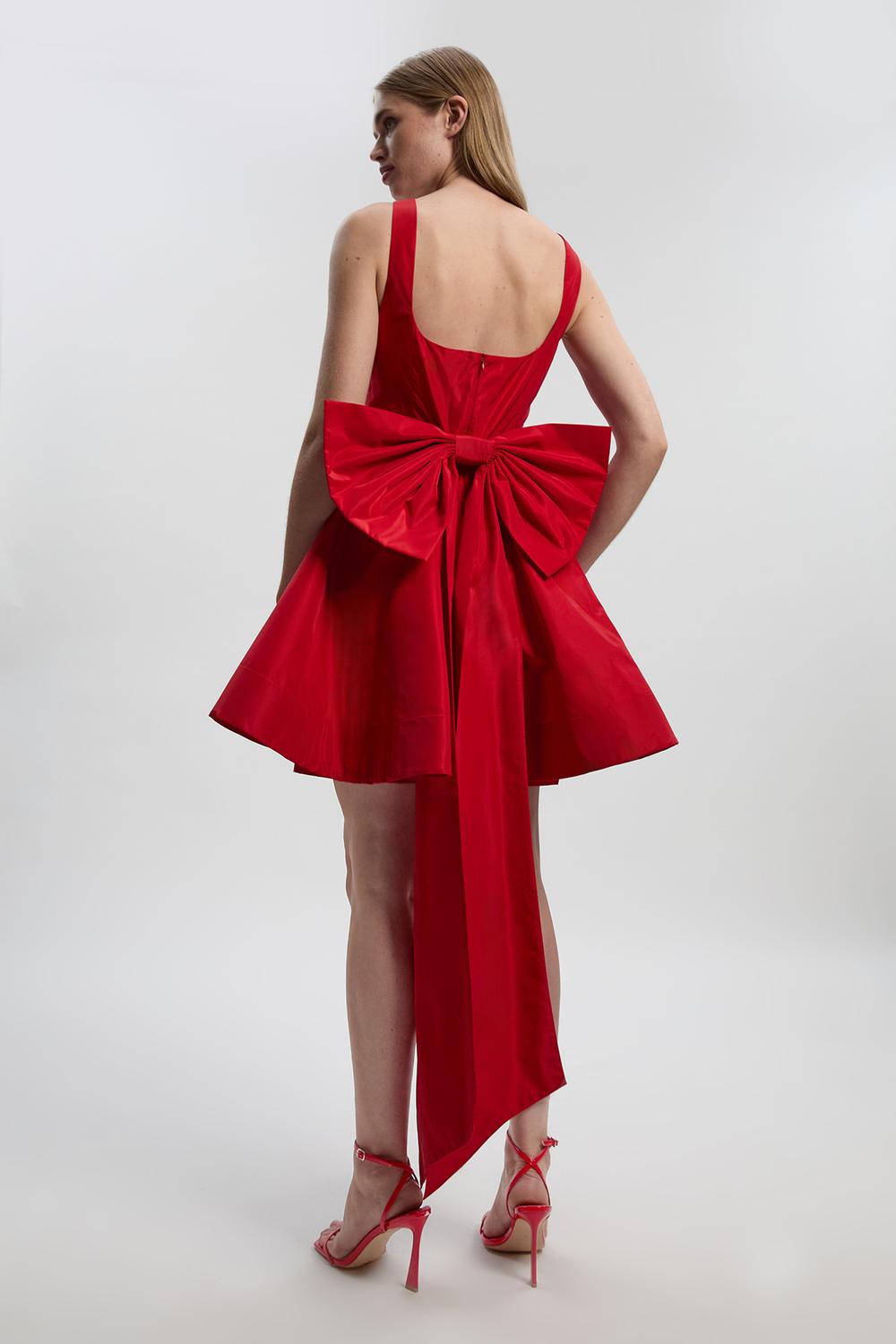 Drama Taffeta Full Skirt Woven Mini Dress