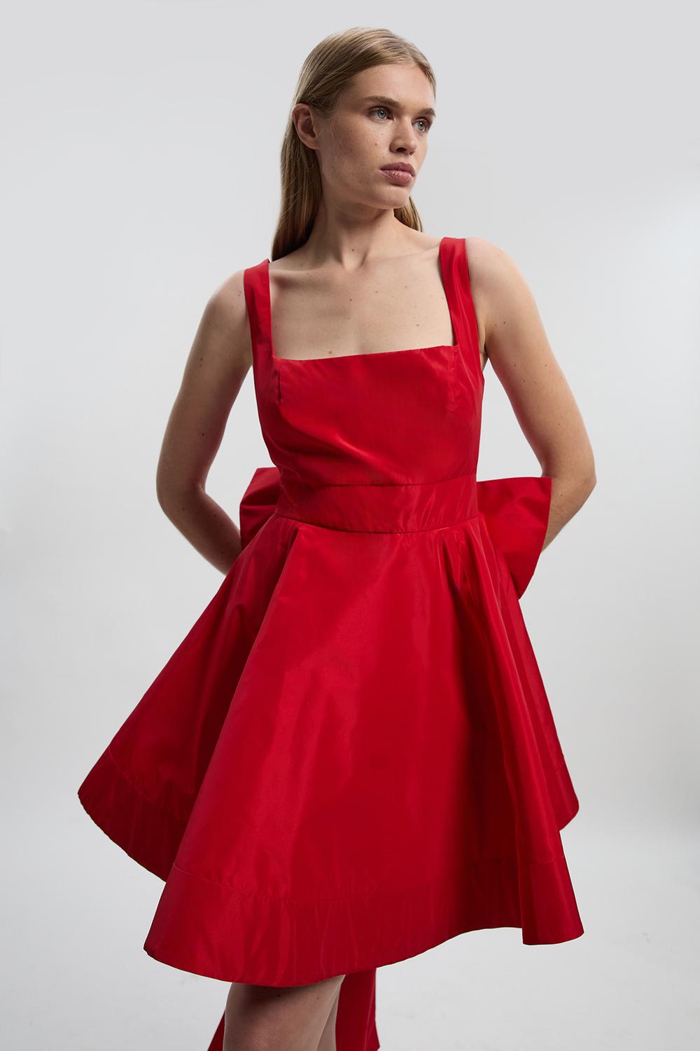 Drama Taffeta Full Skirt Woven Mini Dress