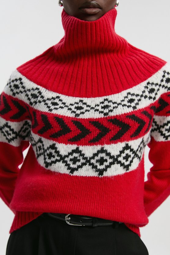 Fairisle Pattern Crew Neck Knit Jumper