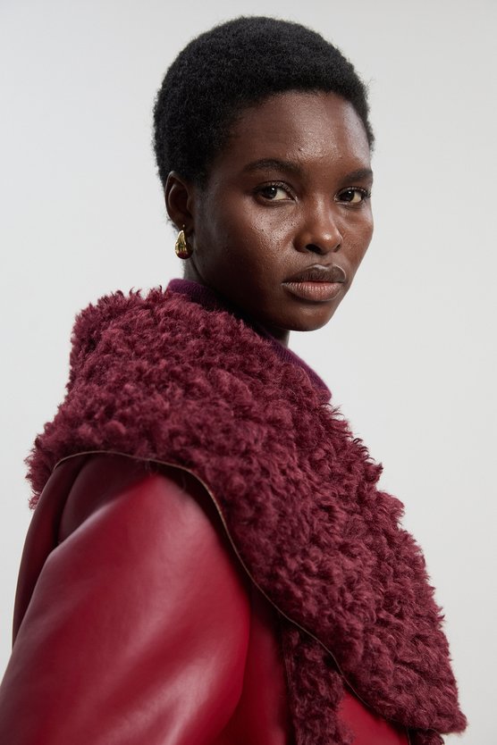 Faux Fur Pocket Detail Midi Coat