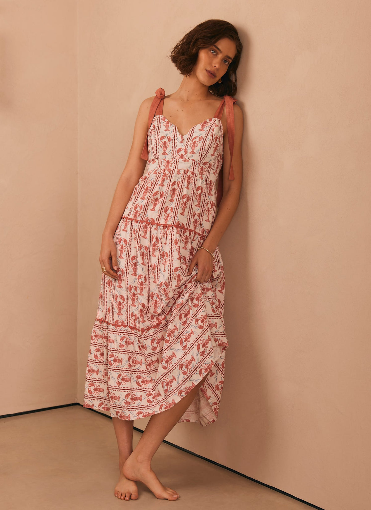 Red Lobster Print Maxi Dress