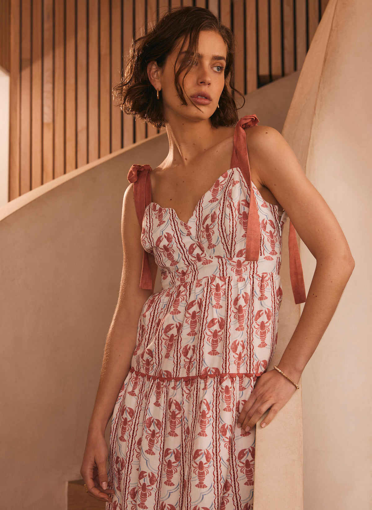 Red Lobster Print Maxi Dress