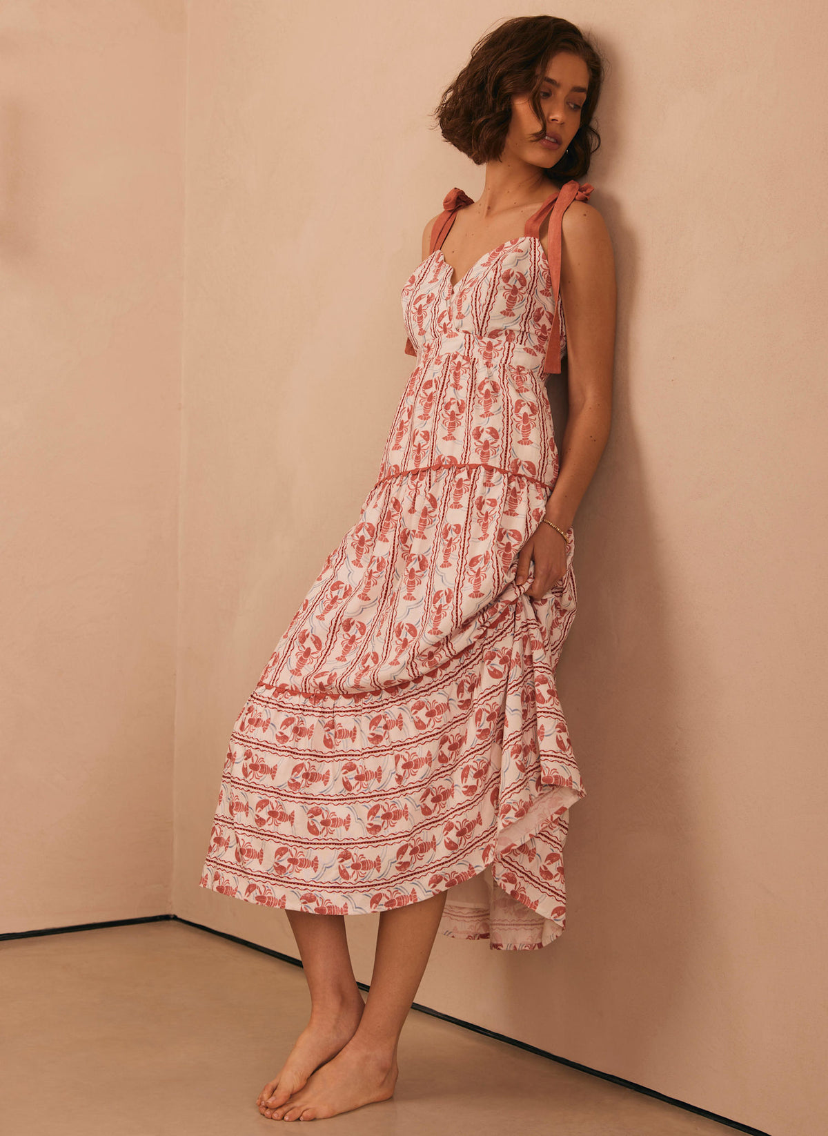 Red Lobster Print Maxi Dress