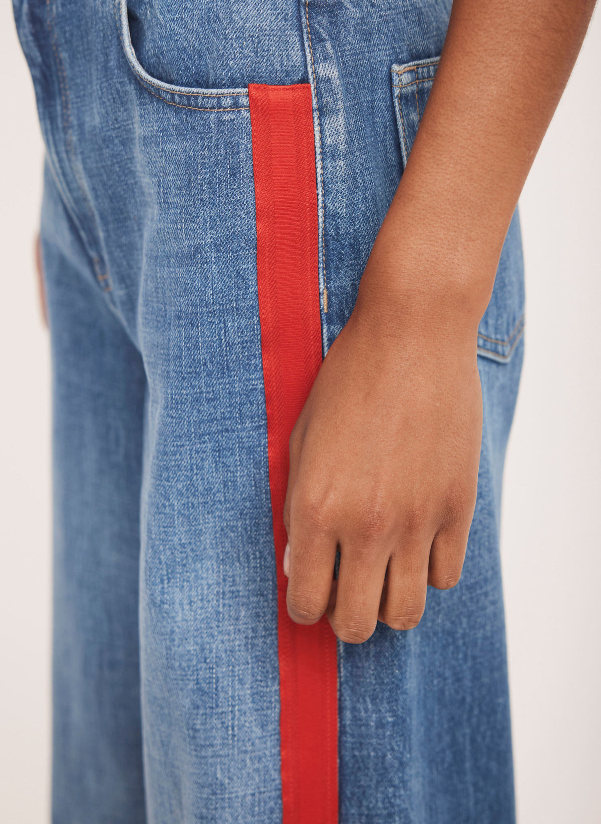 Indigo Side Stripe Wide Jeans