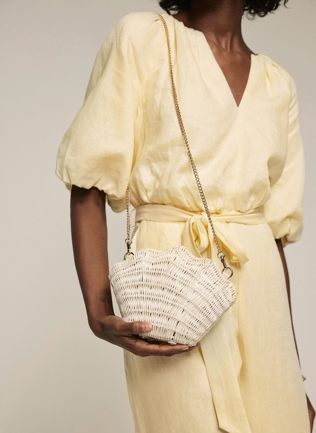 White Structured Shell Clutch Bag