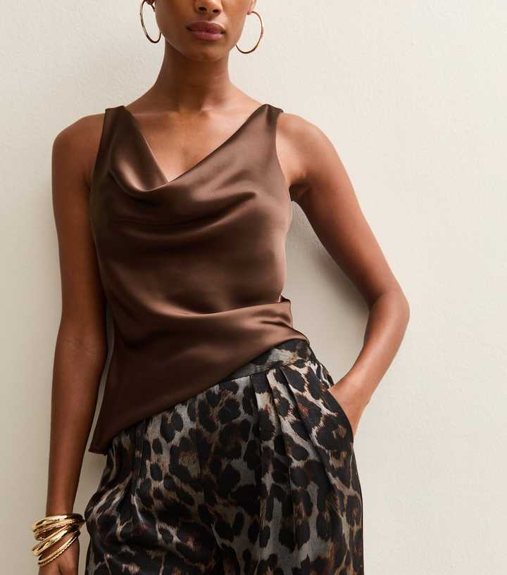 Silver Soft Touch Animal Print Wide Leg Trousers
