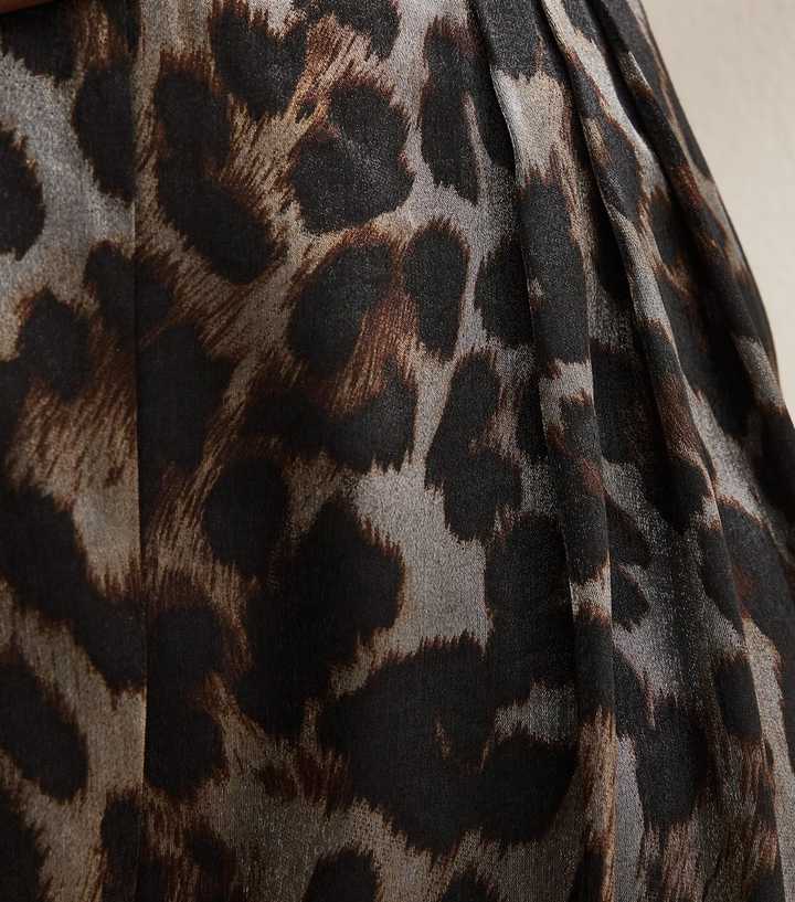 Silver Soft Touch Animal Print Wide Leg Trousers