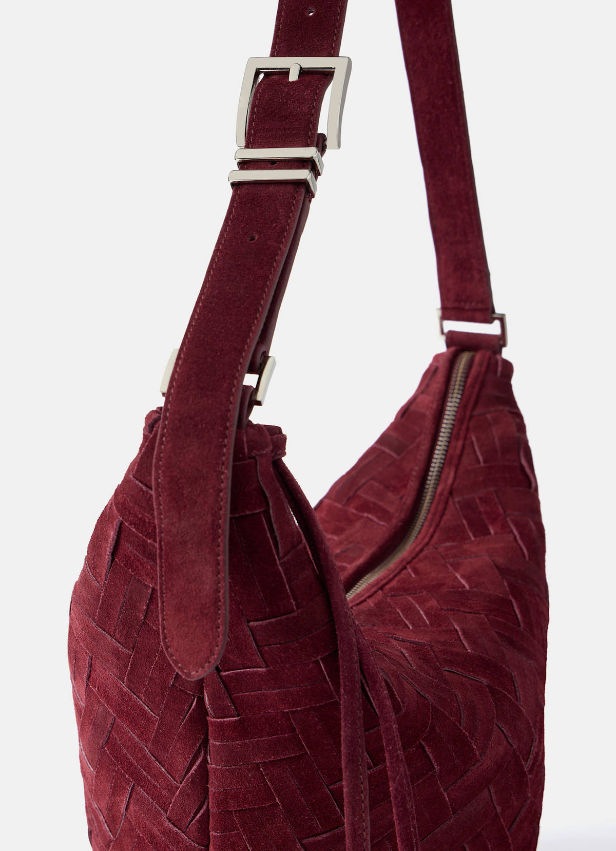Stevie Burgundy Woven Bucket Bag