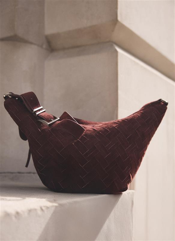 Stevie Burgundy Woven Bucket Bag