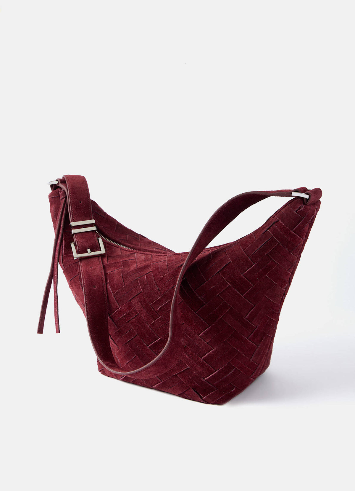 Stevie Burgundy Woven Bucket Bag