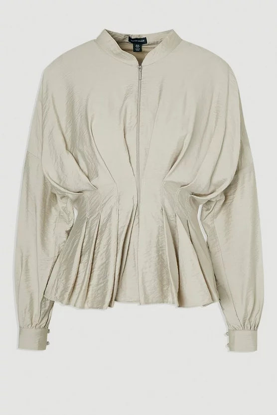Pleated Detail Woven Jacket