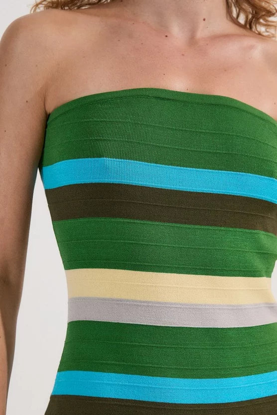 Striped Bardot Knit Maxi Dress