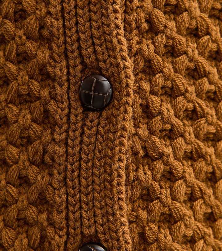 Tan Chunky Crew Neck Cardigan