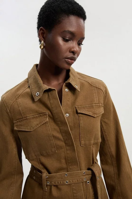 Denim Utility Belted Jacket