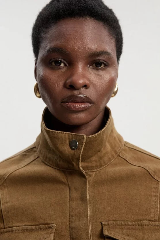 Denim Utility Belted Jacket