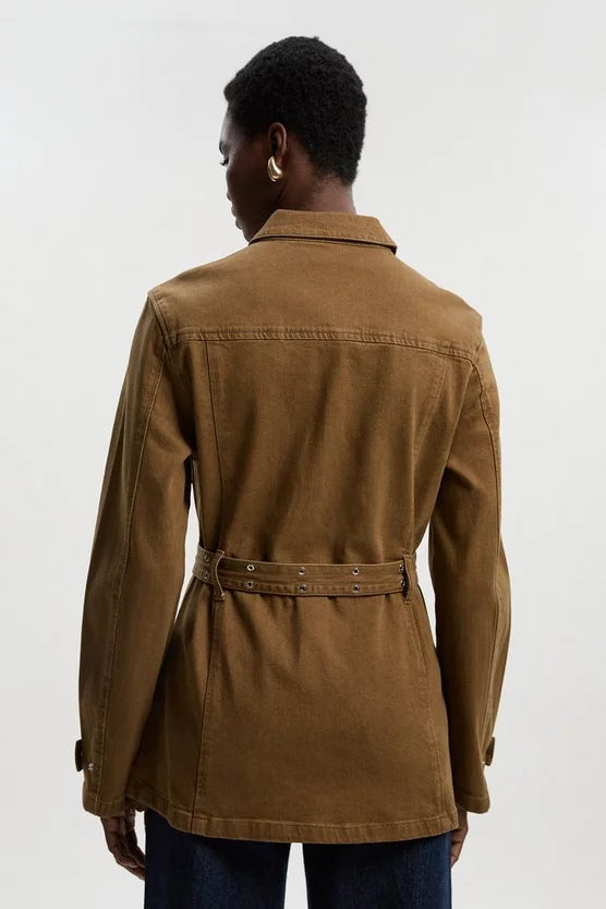 Denim Utility Belted Jacket