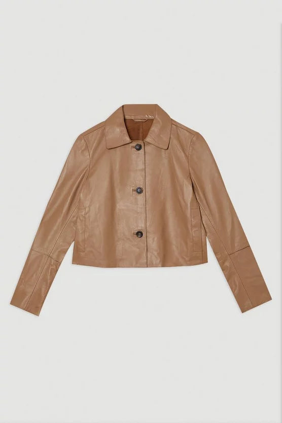 Leather Collared Jacket