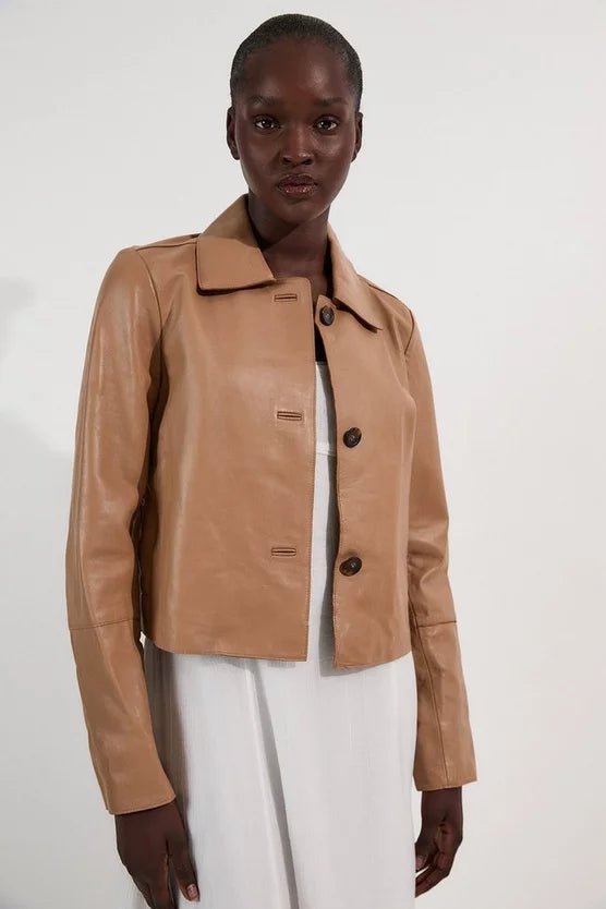 Leather Collared Jacket