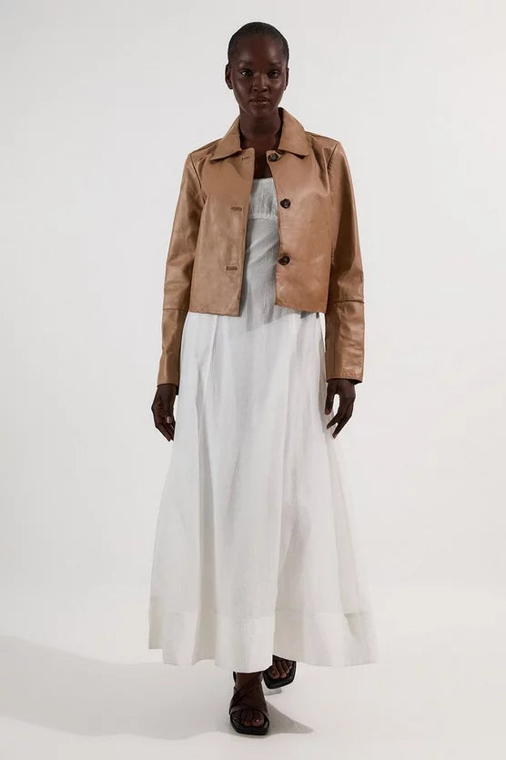 Leather Collared Jacket