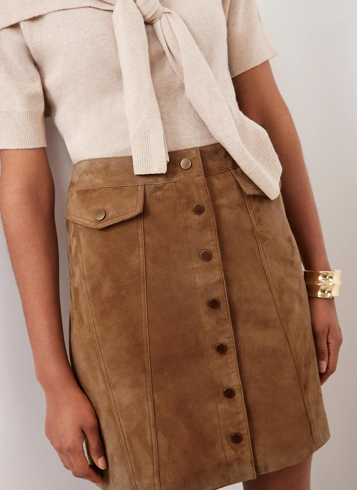 Tan Suede Mini Skirt