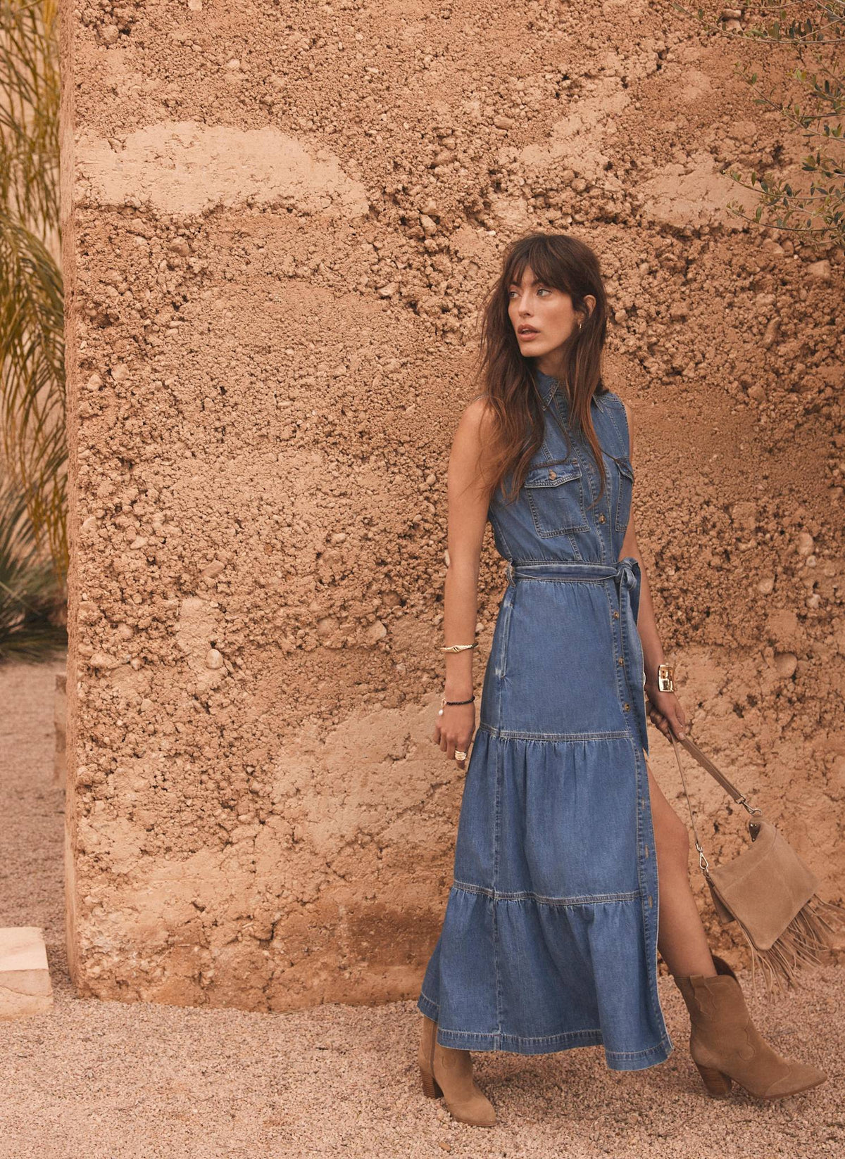 Blue Denim Maxi Shirt Dress