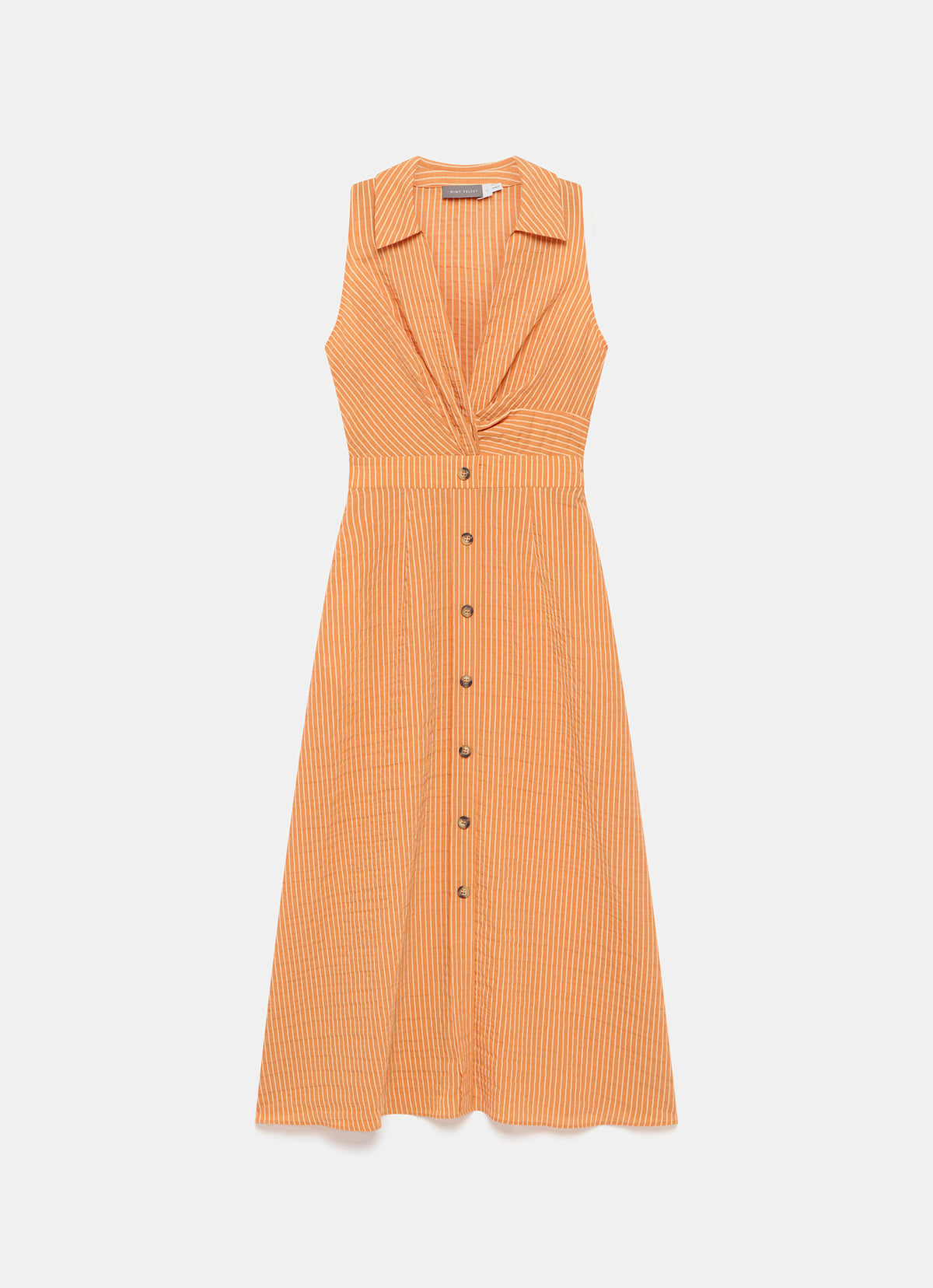 Orange Striped Midi Dress