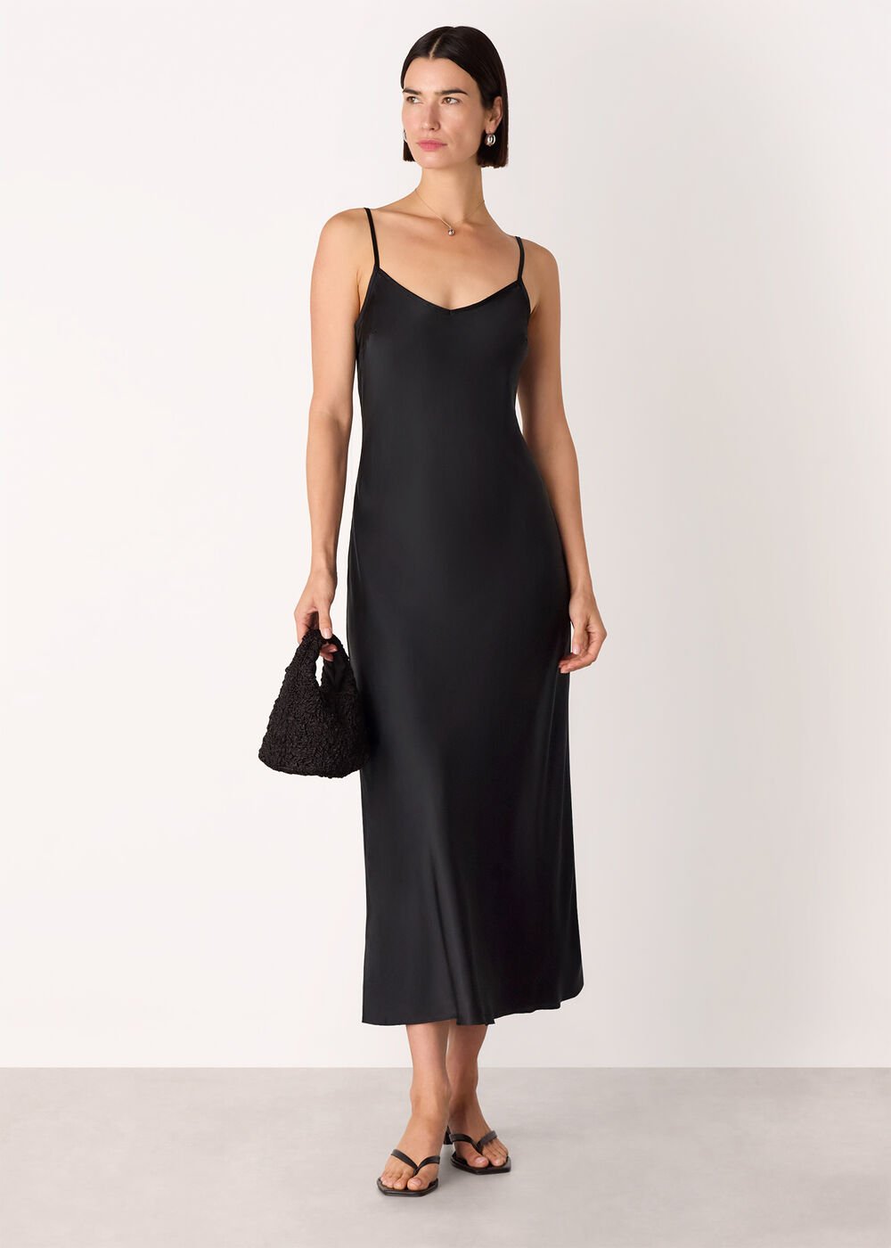 Black/Multi 2 In 1 Satin Midi Dress