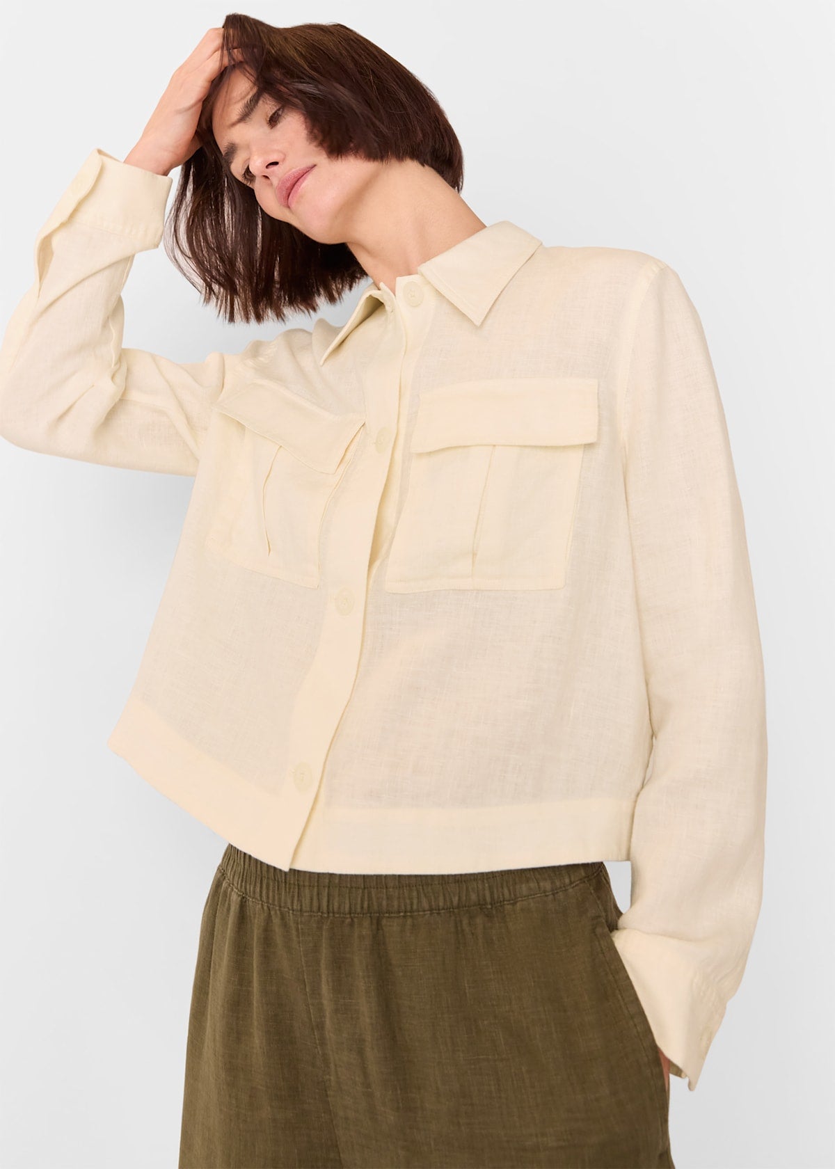 Ivory Abby Linen Casual Jacket