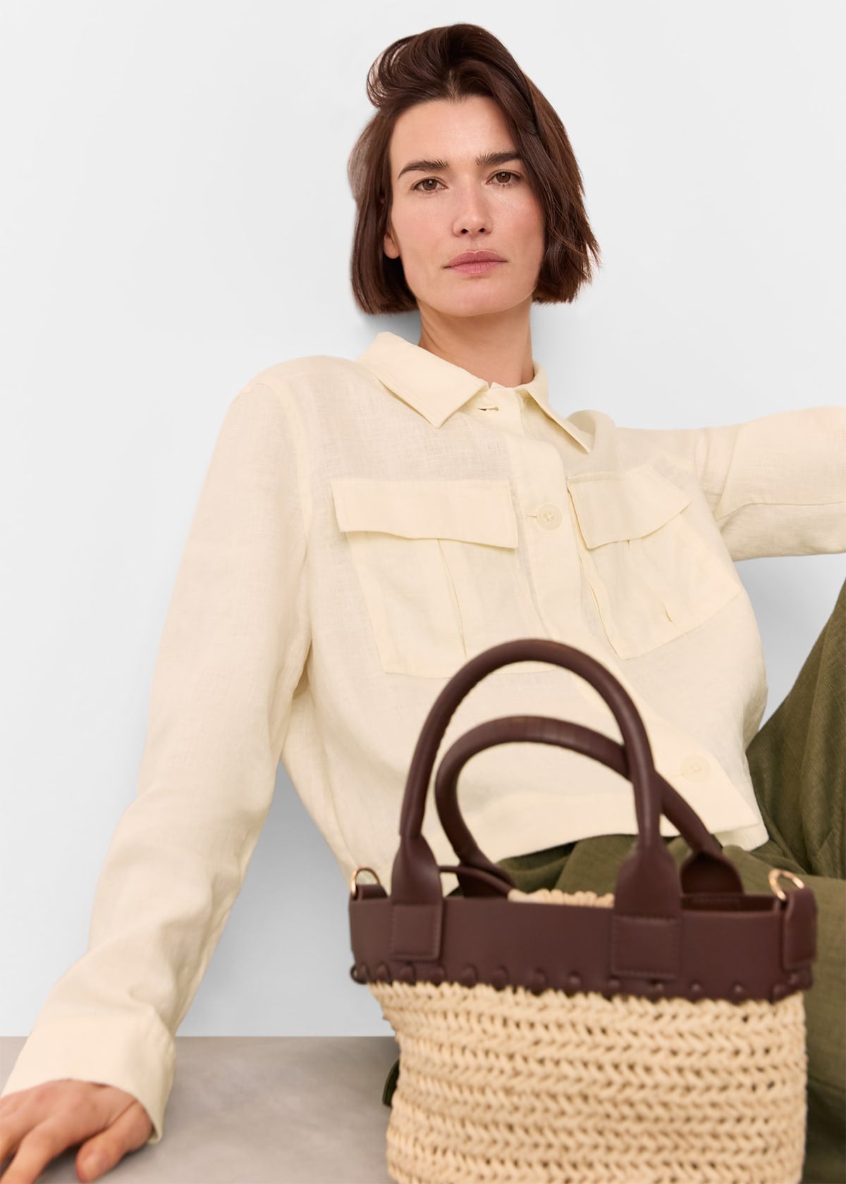 Ivory Abby Linen Casual Jacket