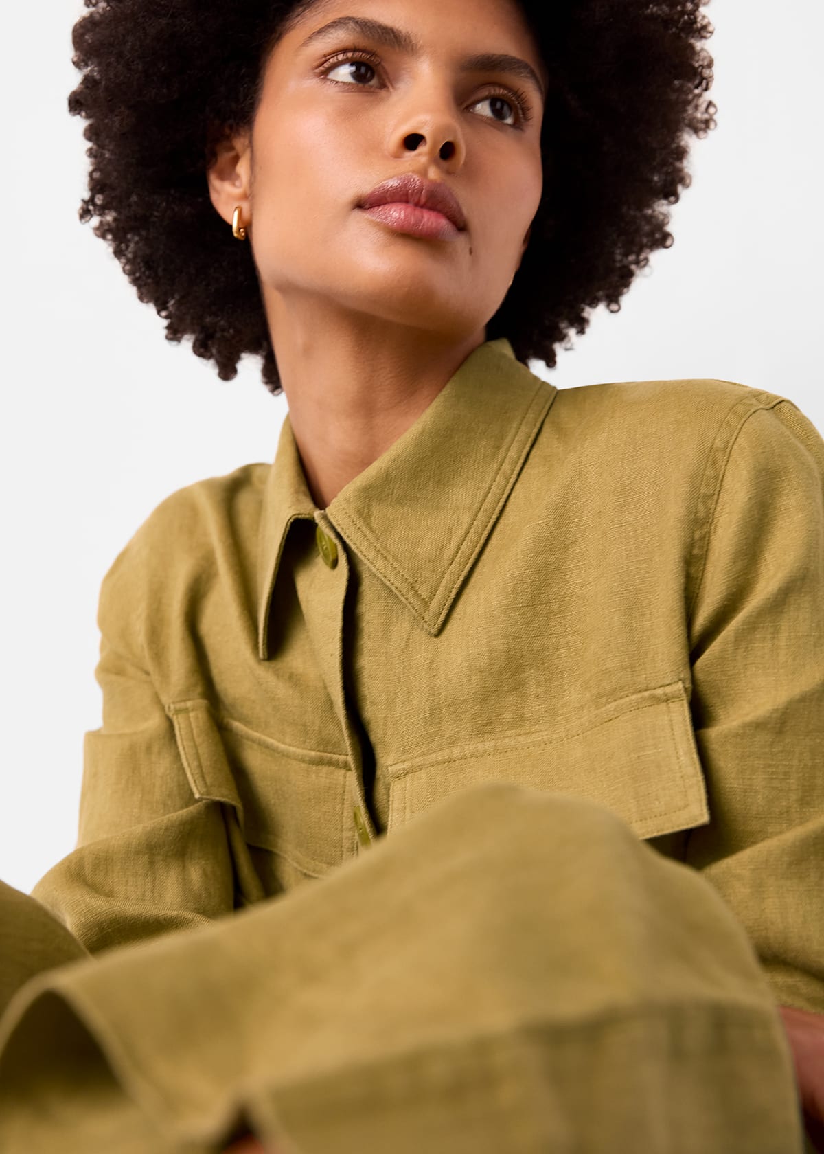 Olive Abby Linen Casual Jacket