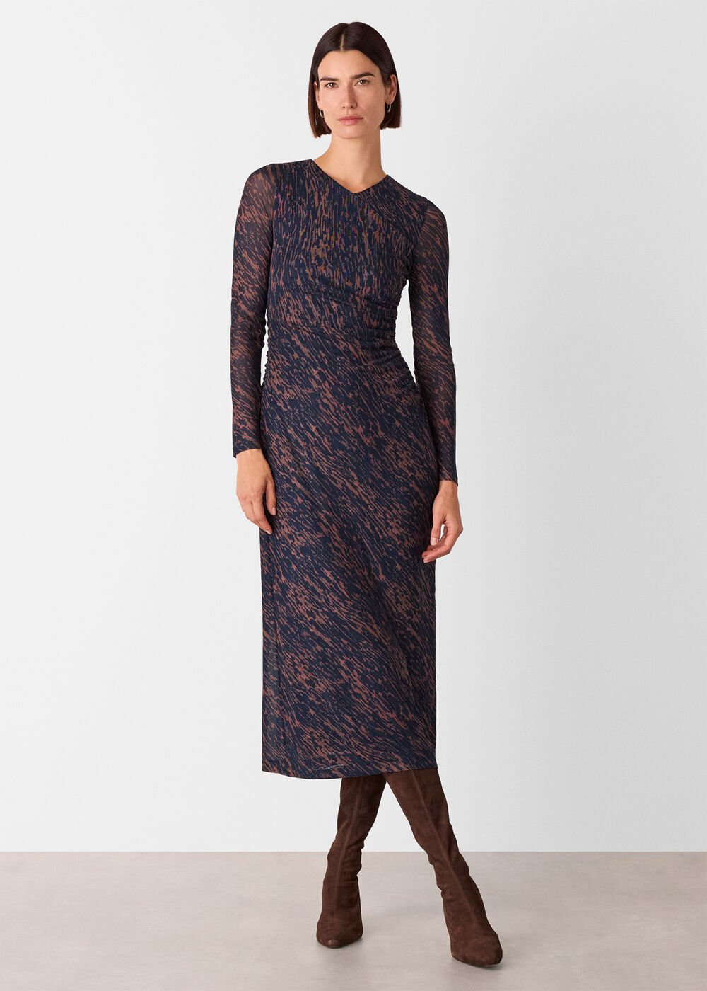 Navy/Multi Abstract Marks Mesh Dress