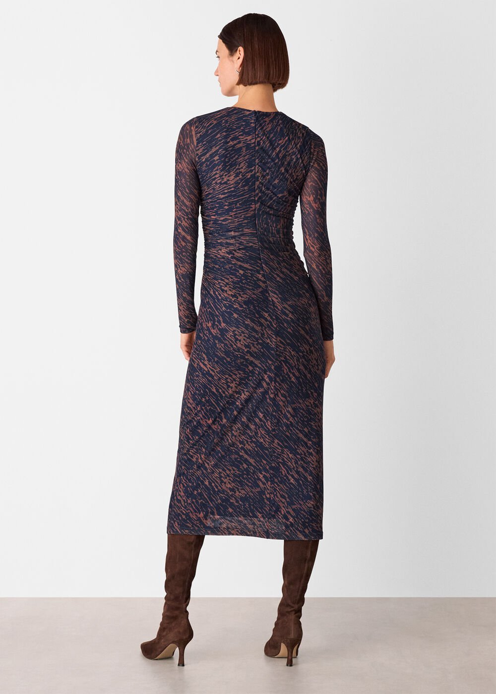 Navy/Multi Abstract Marks Mesh Dress