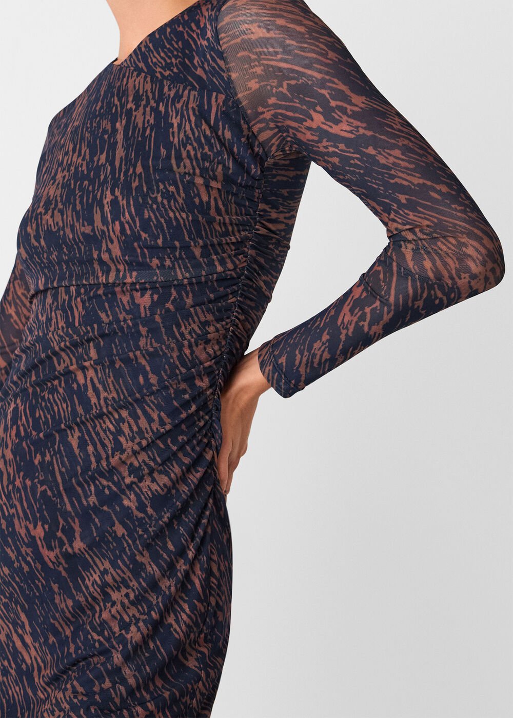 Navy/Multi Abstract Marks Mesh Dress