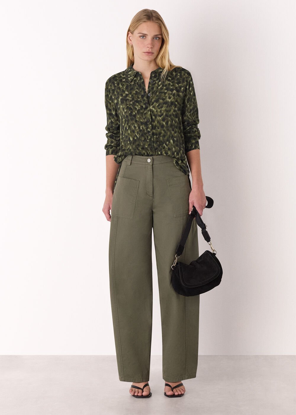 Green/Multi Animal Print Collared Shirt