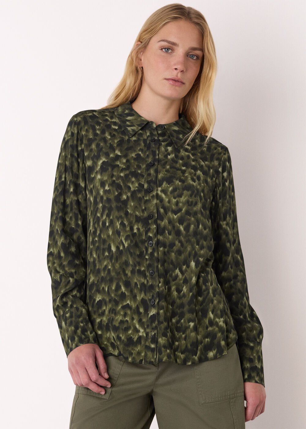 Green/Multi Animal Print Collared Shirt