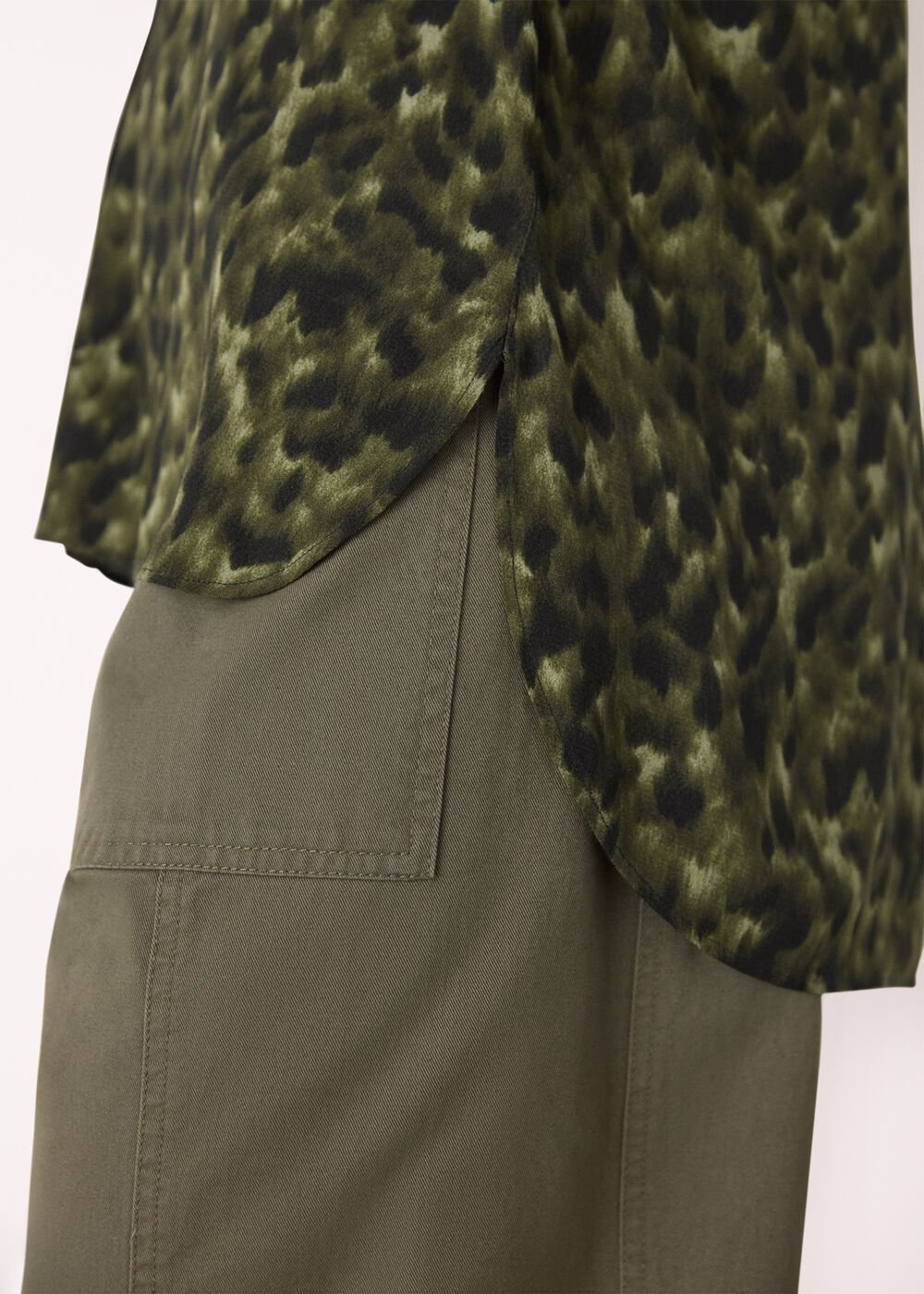 Green/Multi Animal Print Collared Shirt