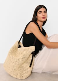 Neutral Attie Rope Handle Straw Tote
