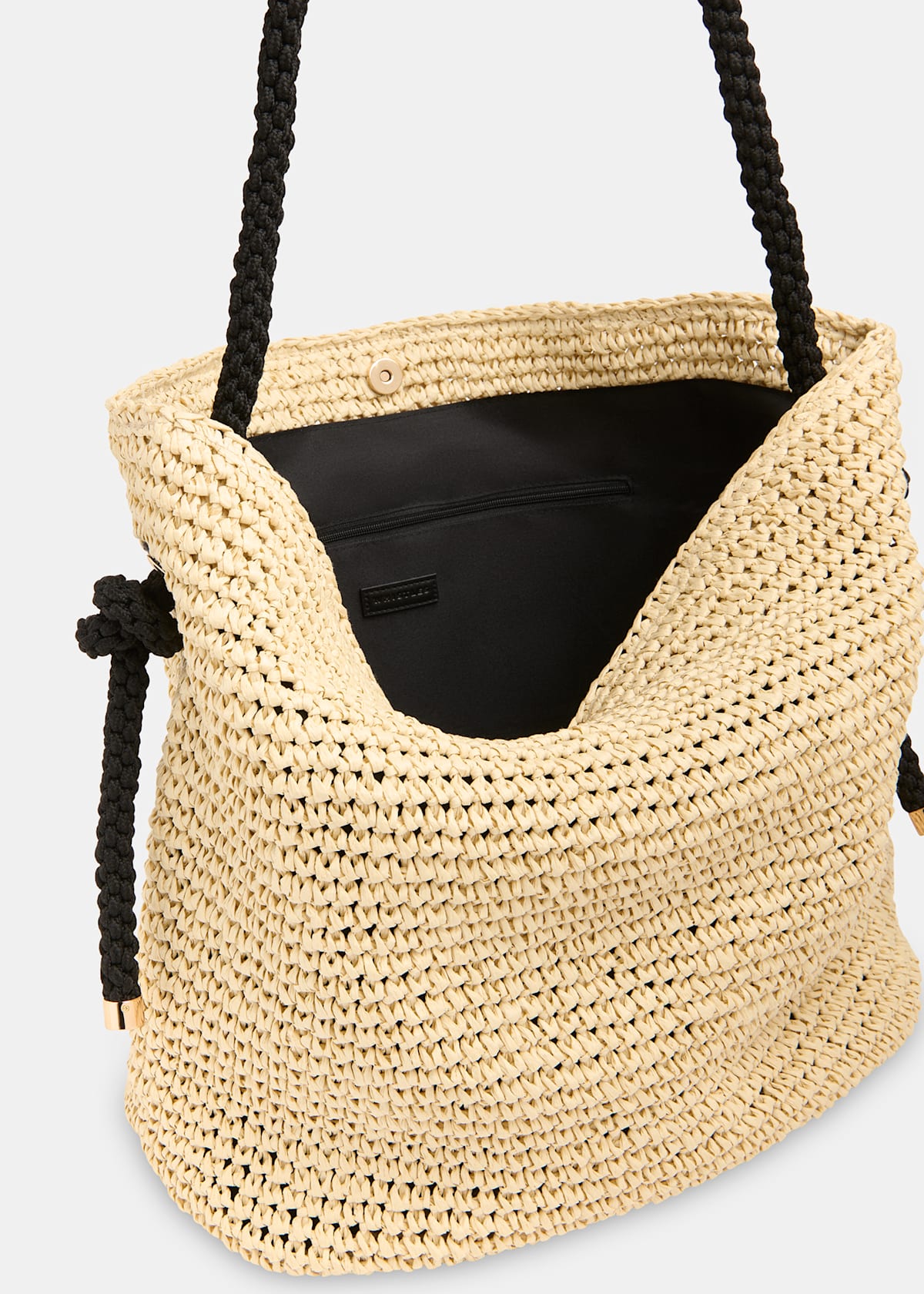 Neutral Attie Rope Handle Straw Tote Bag