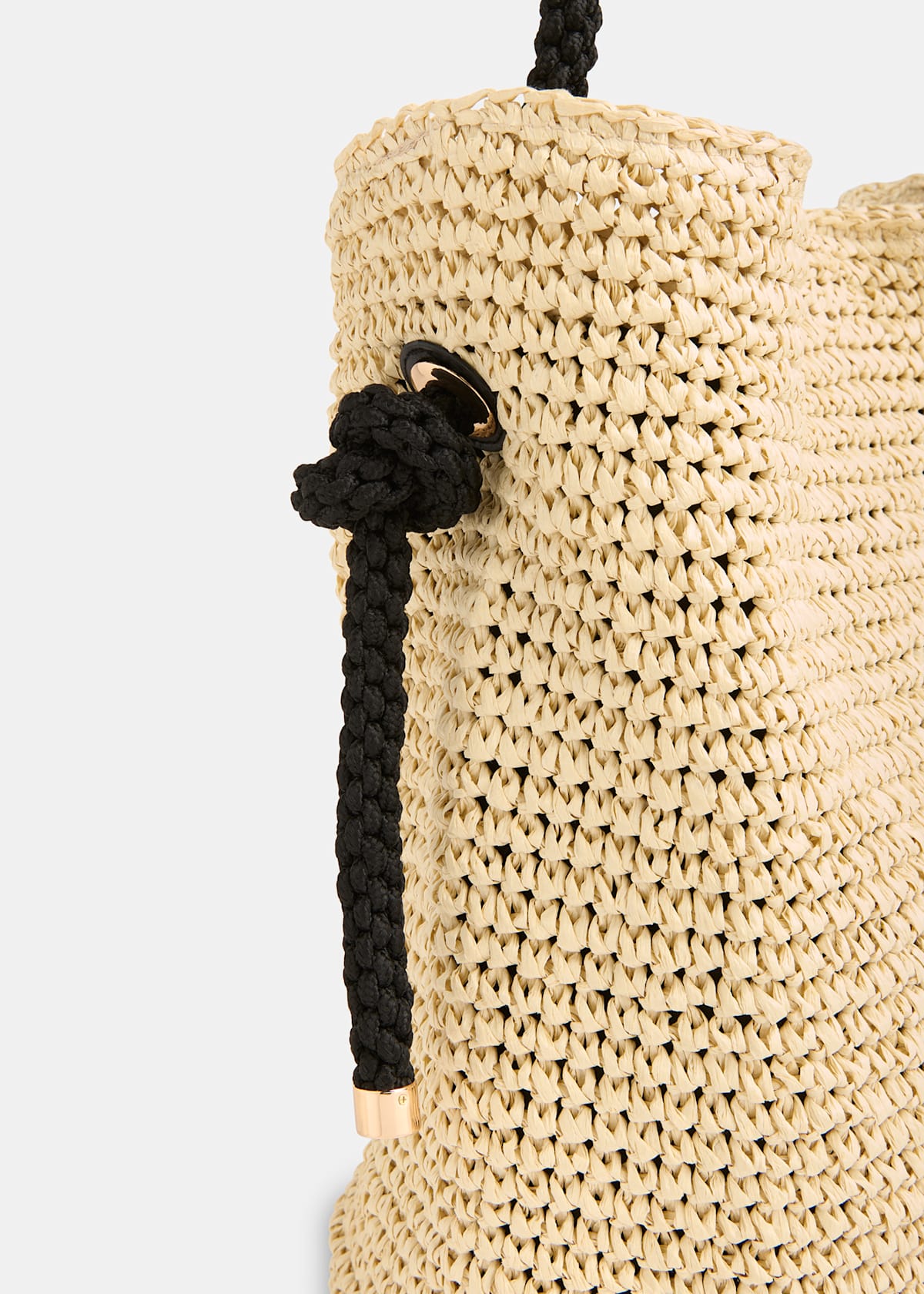 Neutral Attie Rope Handle Straw Tote Bag