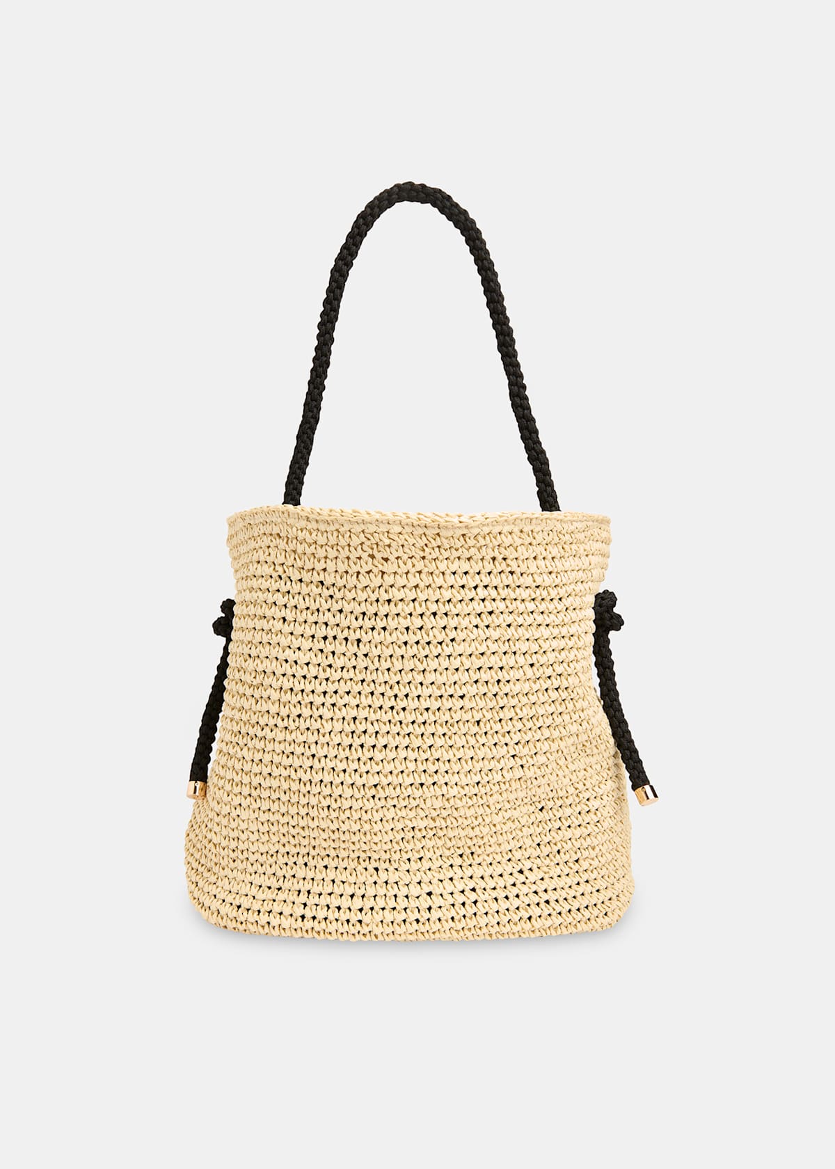 Neutral Attie Rope Handle Straw Tote Bag