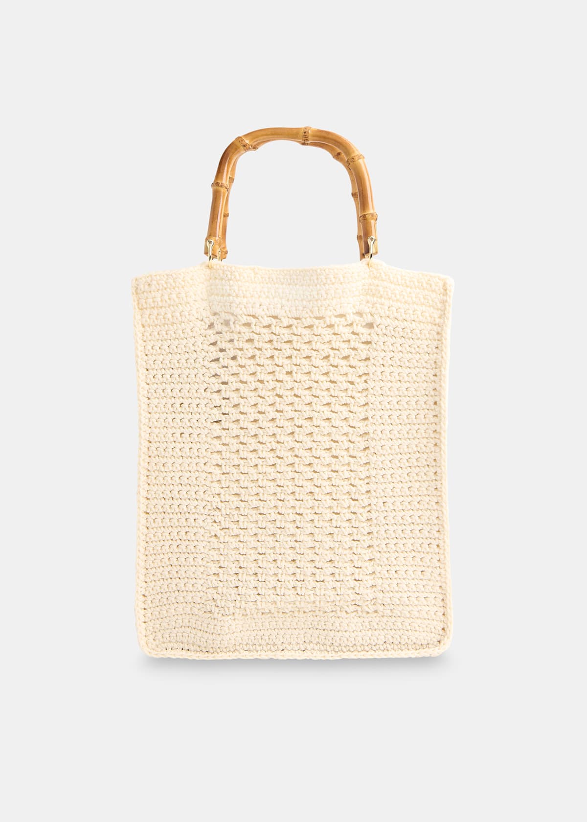 Cream Bamboo Handle Crochet Bag